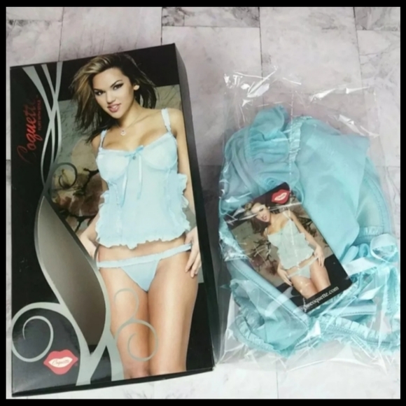 Small, medium or large Coquette powder blue babydoll & thong - Picture 6 of 10